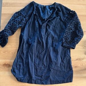 J. Crew Navy Swim Cover Up with Eyelet Detail